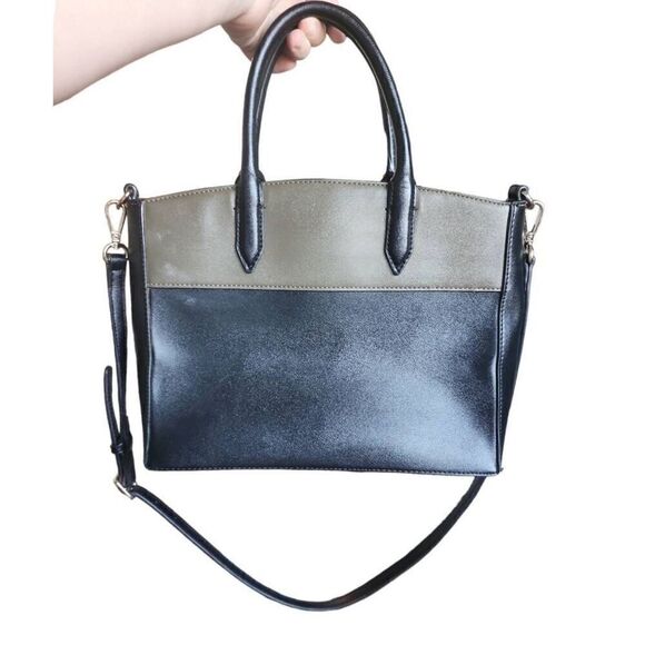 NEW Nine West Black Gold Chain Charm Colorblock‎ Shoulder and Crossbody Tote Bag - Picture 4 of 7